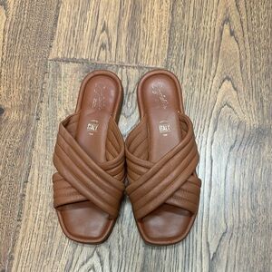 Seychelles Tan Leather Slide Sandals